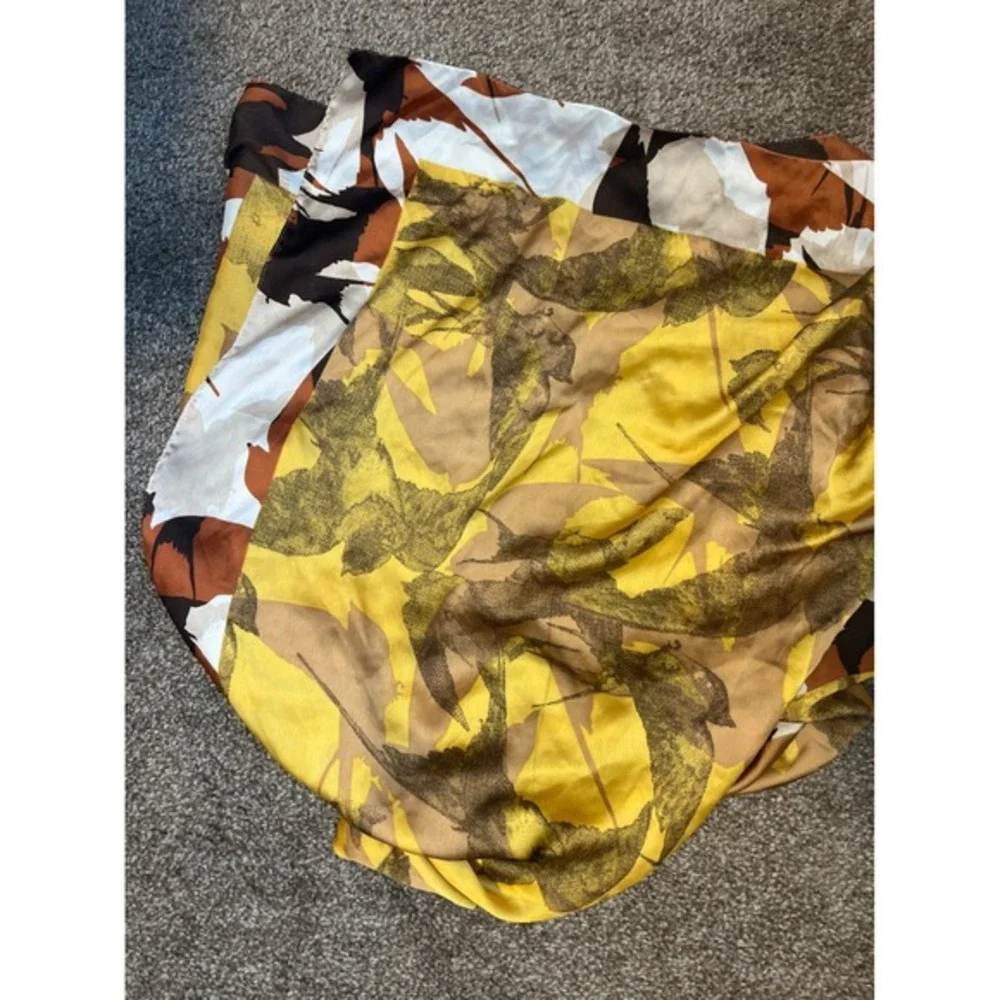 Luxury Silky Abstract Leaf Bird Print Scarf Shawl Wrap Fashion Accessory‎